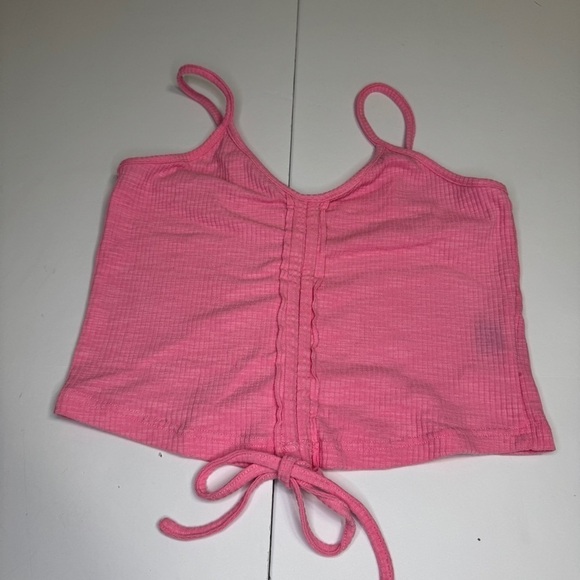 POL Tops - POL Pink Ribbed Tie Front Cropped Tank Top | Size M | NWOT